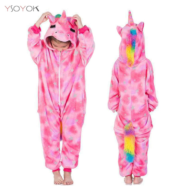 Pijamas de unicornio para niños, pijama de Cosplay de animales de dibujos animados para niño y niña, ropa de dormir con capucha de unicornio y Panda de Anime para niños