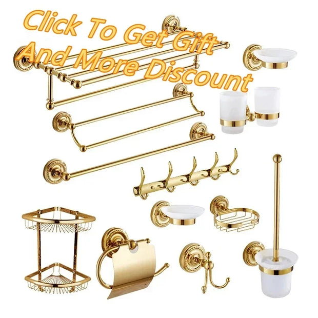 Gold Bathroom Accessories Bath Brass Soap Dish Set Toilet Life Bathroom Rack Paper Holder Bathroom Appliance