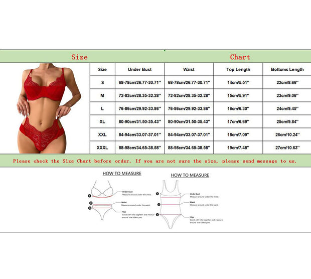 Lingerie Set Plus Size Lace Crochet Embroidery Bra High Waist Panty Set Push Up Two-Piece Sets