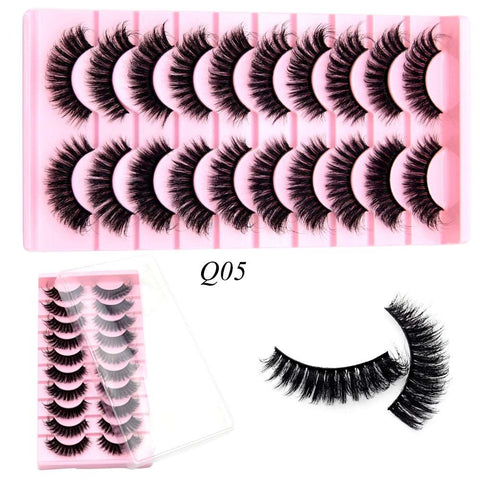 10 Pairs Mink Lashes Make Up Faux Mink Lashes Hand Made Eyelashes Reusable Eyelash Crisscross Q01