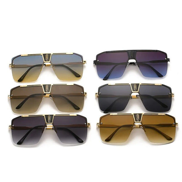 Gradient Square Sunglasses Men Women Trendy Brand Design Oversized Rimless Eyewear UV400