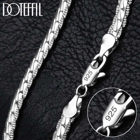 925 Sterling Silver 6mm Side Chain 16/18/20/22/24 Inch Necklace For Woman Men Fashion Wedding Engagement Jewelry Gift