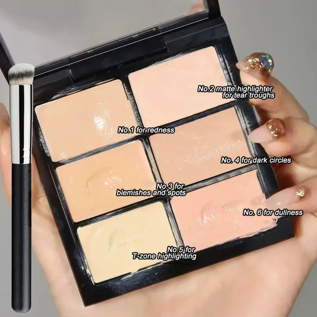 Creamy Mousse Concealer Palette Coverage Dark Eye Circles Matte Highlight Skin Tone Face Moisturizing Concealing Cream