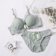 Push Up Bra Lace and Panty Set Embroidery Bra Set Women Plus Size Deep V Lingerie