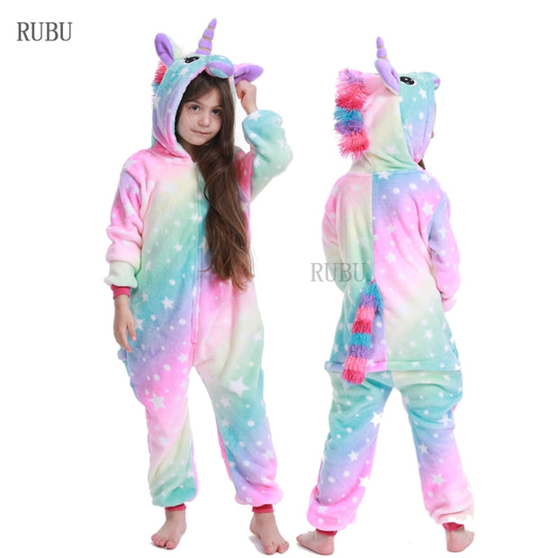 Children Unicorn Pajamas Boy and Girl Cartoon Animal Pajama Sleepwear Hoodie