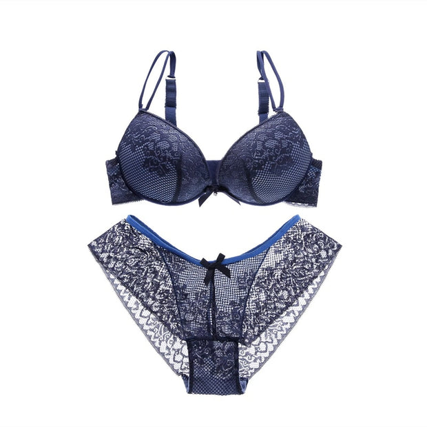 Bra Set Lace Floral Lingerie Set Push Up Bra Briefs Comfort Adjusted Bra And Panty Set Sexy Backless