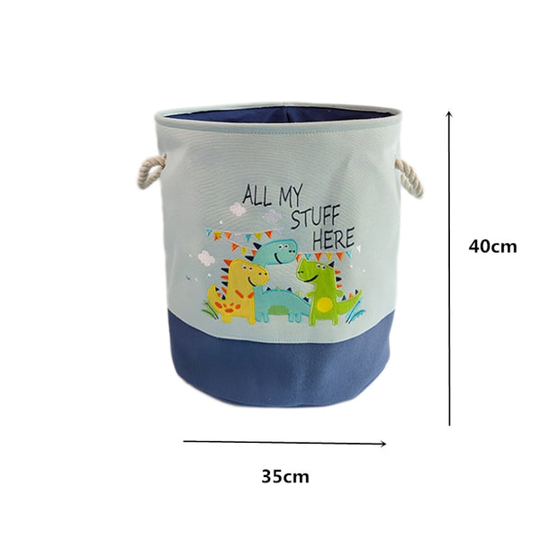 Foldable Storage Basket Cartoon Dinosa Kids Toys Canvas Storage Basket Dirty Clothes Laundry Container Barrel Home Organizer