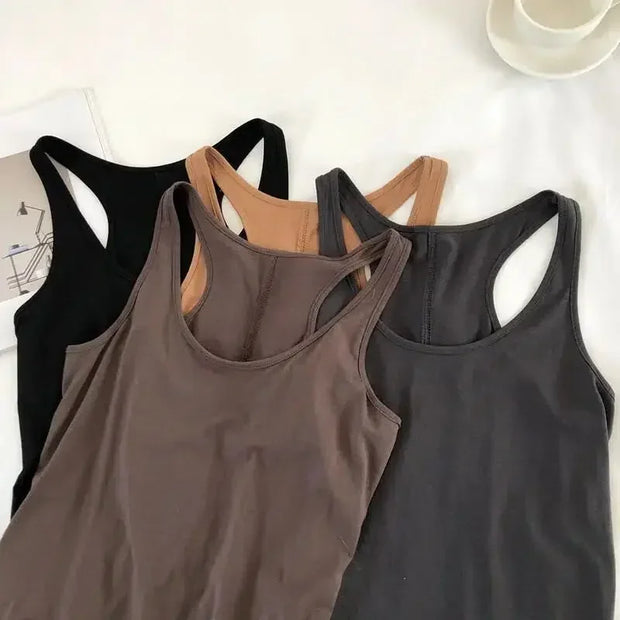 Irregular Tops Summer Casual Sleeveless Solid Color Fitness Sport Vest