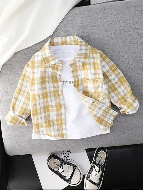 Shirts for Boys Long Sleeve Striped Print Shirts Kids Tops Shirts.