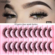 10 Pairs Mink Lashes Make Up Faux Mink Lashes Hand Made Eyelashes Reusable Eyelash Crisscross Q01