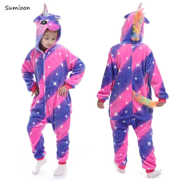 Pijamas de unicornio para niños, pijama de Cosplay de animales de dibujos animados para niño y niña, ropa de dormir con capucha de unicornio y Panda de Anime para niños