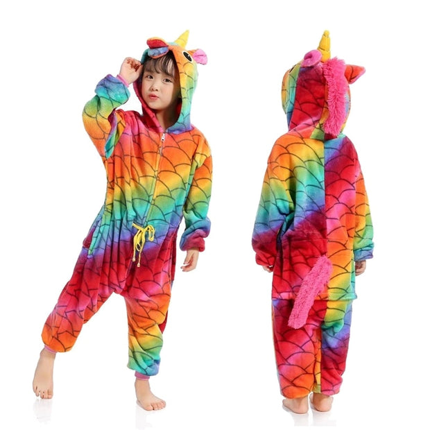 Children Unicorn Pajamas Boy and Girl Cartoon Animal Pajama Sleepwear Hoodie