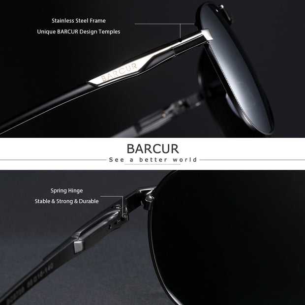 BARCUR Photochromic Sunglasses High Quality Men Brand Designer Polarized Sun Glasses Driving Mens Sun Glasses UV400