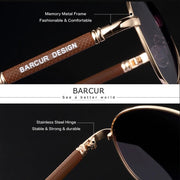 BARCUR Original hombres gafas de sol polarizadas Anti luz azul proteger hombres gafas de sol mujeres piloto UV400 gafas