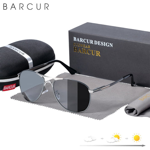 BARCUR Photochromic Sunglasses High Quality Men Brand Designer Polarized Sun Glasses Driving Mens Sun Glasses UV400