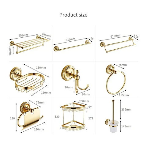 Gold Bathroom Accessories Bath Brass Soap Dish Set Toilet Life Bathroom Rack Paper Holder Bathroom Appliance