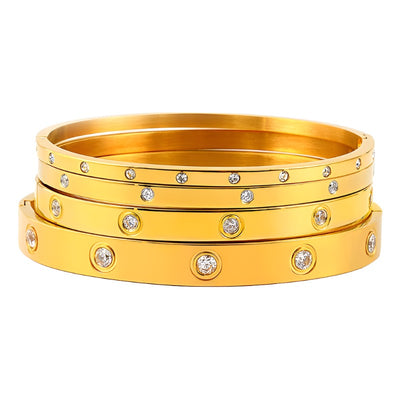 Crystals Lover Bracelets Stainless Steel Bangles Cubic Zirconia Women Gold Color Bangles Jewelry Brand Jewelry Gifts