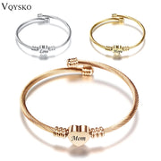 Personalizar regalo de mamá pulseras con dijes de corazón nuevo brazalete de acero inoxidable joyería pulsera brazalete para amigos familia triangulación de envío