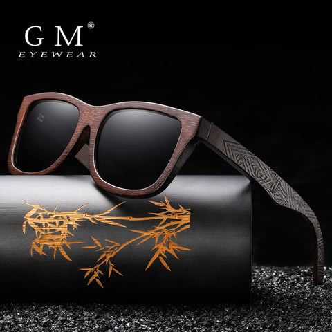 Gafas de sol de madera de bambú Natural GM, gafas polarizadas hechas a mano, lentes con revestimiento de espejo, gafas con caja de regalo