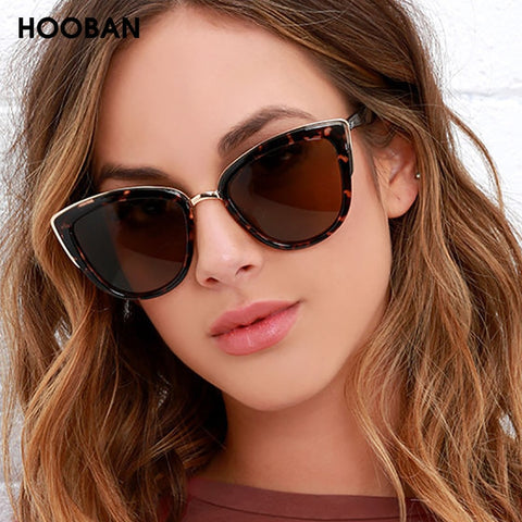 HOOBAN gafas de sol estilo ojo de gato para mujer, gafas de sol Retro estilo ojo de gato para mujer, gafas de conducción elegantes para mujer UV400