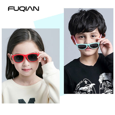 Fashoin Kids Polarized Sunglasses Boys Girls Vintage Silicone Children Sun Glasses Stylish Safty TR90 Eyeglasses Baby UV400