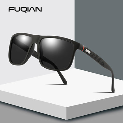 FUQIAN Luxury Sunglasses Men Polarized Fashion Design Square Plastic Sun Glasses Driving Sunglass UV400 Oculos