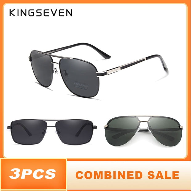 3PCS KINGSEVEN Brand Design Sunglasses Men Polarized Lens 100% UV Protection Combined Sale