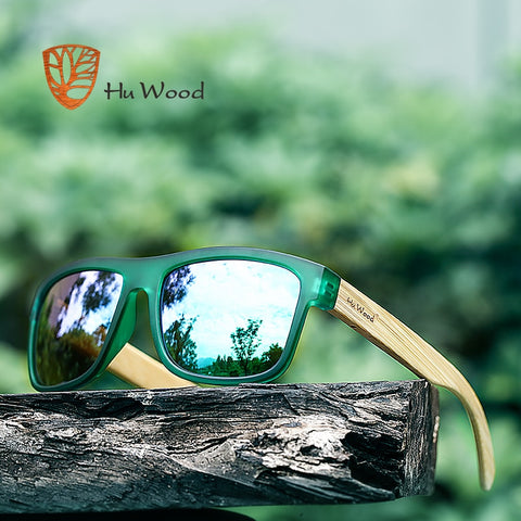 HU WOOD 2017, recién llegado, gafas de sol con gradiente de mar para hombres, gafas de sol de bambú, lentes rojos UV400, moda para conducir GR8010