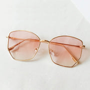 Irregular Sunglasses Women Metal Transparent Pink UV400 Oversized Eyewear