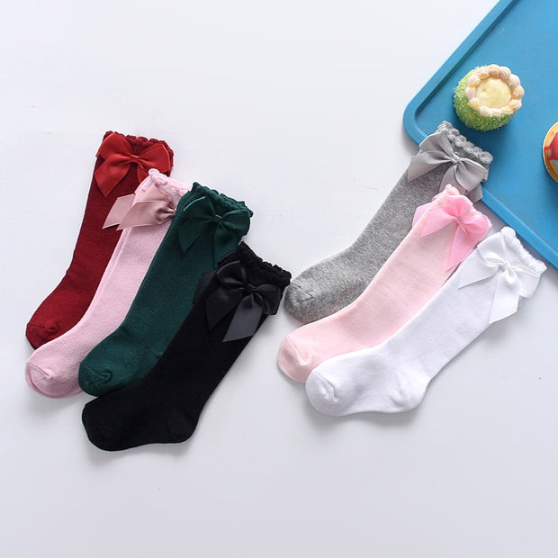 Kids Girls Stockings Big Bow Knee High Long Stocking High Quality Fashion Lace Clothes Accesories