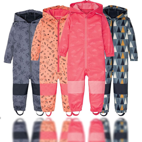 New 2–10-year-old children's outdoor coveralls, windproof and rainproof jumpsuits, soft shell jackets for Kids