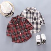 Camisa para niños, ropa, blusas, Tops de algodón a cuadros para niños de 1 a 4 años, camisa de manga larga