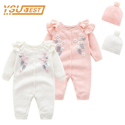 Kids New Girl Embroidery Rompers + Hat Baby Girl Newborn Clothes Baby Girl Rompers