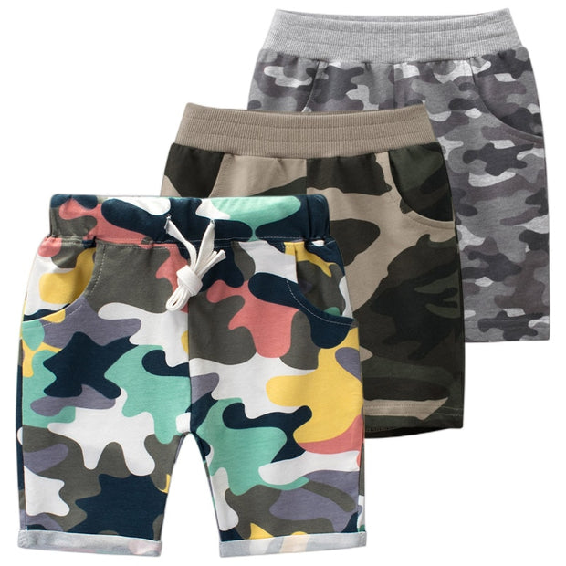 Boys Camouflage Shorts Cotton Trousers Kids Children Loose Sport-Beach Shorts Sweatpants 2-7Y