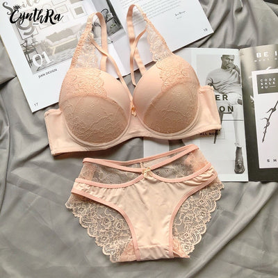 Lingerie Bra Underwear Sexy Section Breathable Size Lace Push Up Bra and Panty Set